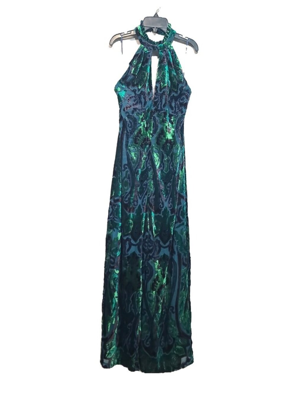 Eva Franco Velvet Halter Jumpsuit Size 6 Green